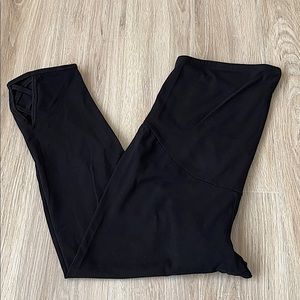 Black Maternity Leggings with Crisscross Detail